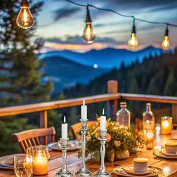 Americana Collection of 3 Handmade Silver Candle Stick Holders, Aluminum, 5 1/2, 7 1/8, 8 5/8 Inches High, (14 cm, 18 cm, 22 cm)