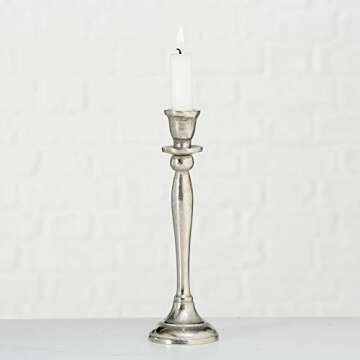 Americana Collection of 3 Handmade Silver Candle Stick Holders, Aluminum, 5 1/2, 7 1/8, 8 5/8 Inches High, (14 cm, 18 cm, 22 cm)