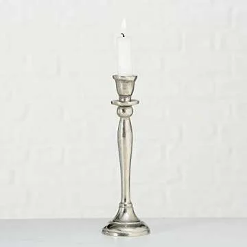 Americana Collection of 3 Handmade Silver Candle Stick Holders, Aluminum, 5 1/2, 7 1/8, 8 5/8 Inches High, (14 cm, 18 cm, 22 cm)