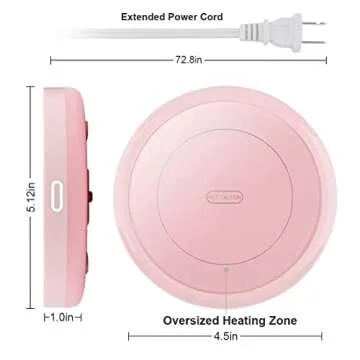 BESTINNKITS Smart Coffee Set Auto On/Off Gravity-induction Mug Office Desk Use, Candle Wax Cup Warmer Heating Plate (Up To 131F/55C), 14oz (Pink Set)