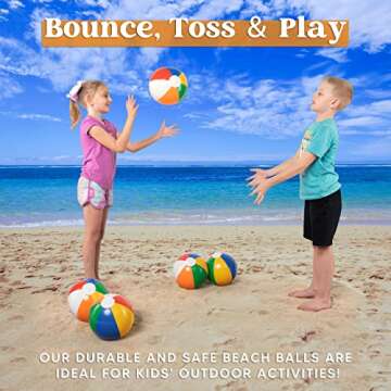 JOYIN Rainbow Beach Balls(12 Pack), 12'' Inflatable Swimming Pool Toys for Summer Water Games Kids B...