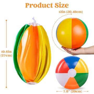 JOYIN Rainbow Beach Balls(12 Pack), 12'' Inflatable Swimming Pool Toys for Summer Water Games Kids Birthday Party Supplies Combo Set Include Inflatable Beach Balls