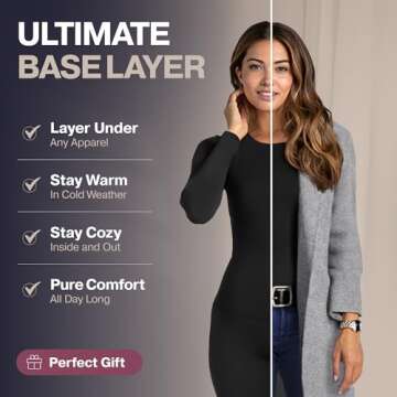 Thermajane Long Johns Thermal Underwear for Women Fleece Lined Base Layer Pajama Set Cold Weather (Small, Black)