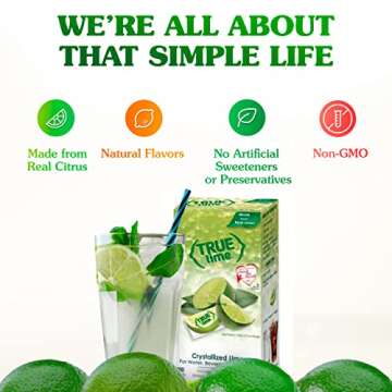 TRUE LIME Water Enhancer, Bulk Dispenser Pack, 0 Calorie Drink Mix Packets, Sugar Free Flavoring Powder, Water Flavo Made with Real Limes, 100 Count (Pack of 2)