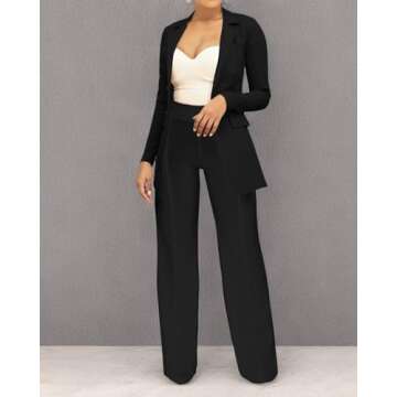 PINSV Women's High Waisted Stretchy Bootcut Pull On Dress Pants Casual Work Pants 3257 Black L
