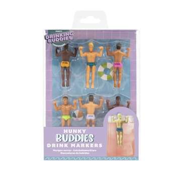 NPW Drinking Buddies Drink Markers, Wine Glass Charms for Parties - Bachelorette, Girls' Nights, Family Get Together & More, Novelty Gifts (6 Count)