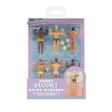 NPW Drinking Buddies Drink Markers, Wine Glass Charms for Parties - Bachelorette, Girls' Nights, Family Get Together & More, Novelty Gifts (6 Count)