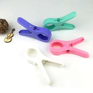 IELEK Beach Towel Clips Jumbo Size - Secure & Colorful Towel Holders for Beach & Pool