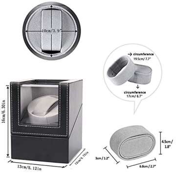 Aokelily Automatic Single Watch Winder, in Wood Shell and Black Leather/Carbon Fiber Leather, Japanese Motor