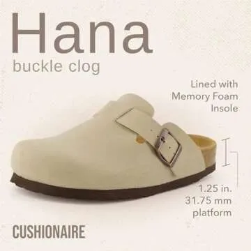 CUSHIONAIRE Hana Women's Stylish Clogs | Vegan Soft Suede for Comfort
