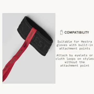 Hestra Women's Elastic Wrist Handcuff Leashes for Skiing & Snowboarding, Adjustable Glove Strap Accessories, Fits Sizes 5-9 (90/35 mm)