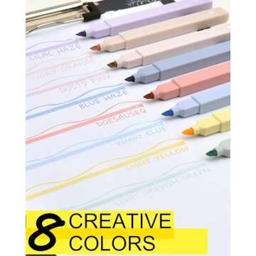 Myasrelae Vibrant Highlighters Set No Bleed Quick Dry Aesthetic Highlighters with Soft Chisel Tip for Bible Study Journaling Planner Notes School Office Supplies (12)