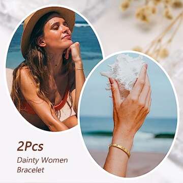 MPRAINBOW Gold Bracelets for Women, 2Pcs 18K Gold Plated Love Cubic Zirconia Bangle Crystal Friendsh...