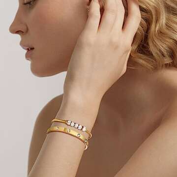 MPRAINBOW Gold Bracelets for Women, 2Pcs 18K Gold Plated Love Cubic Zirconia Bangle Crystal Friendship Bracelet Jewelry,Wedding Party Christmas Birthday Gifts for Her Girlfriend Sister Daughter