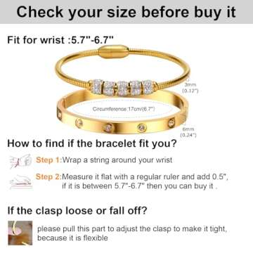 MPRAINBOW Gold Bracelets for Women, 2Pcs 18K Gold Plated Love Cubic Zirconia Bangle Crystal Friendship Bracelet Jewelry,Wedding Party Christmas Birthday Gifts for Her Girlfriend Sister Daughter