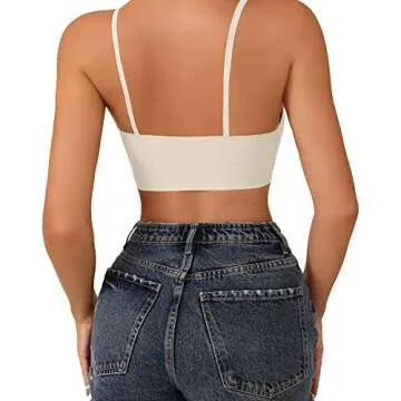 DEANGELMON 4 Pieces V Neck Bralettes Padded Seamless Adjustable Straps Bra Everyday Basic Sleeping Bras (4P3,M)