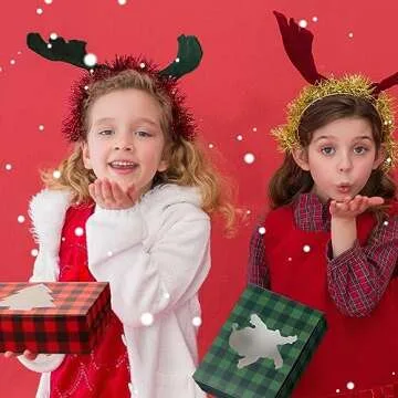 Cholemy 60 Pcs Christmas Cookie Boxes with Window Holiday Christmas Cookie Containers 8 x 6 x 2.5 Inches Cupcake Boxes for Gift Giving Xmas Buffalo Plaid Treat Goodie Food Party Favor