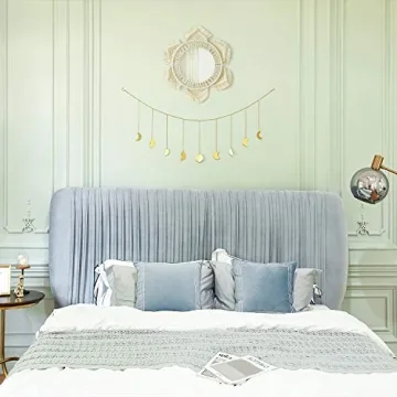 Mkono Boho Wall Mirror Decor Round Macrame Hanging Wall Art Decoration for Bedroom Nursery Living Room Apartment Office Entryways Home, Teen Girl Mothers Gift, Ivory