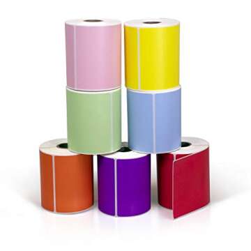 4" X 6" Direct Thermal Perforated Stickers Labels for Shipping Labels, Inventory, and Color Coding - Compatible with Zebra, Rollo, Godex and More (Pink, 6 Rolls)