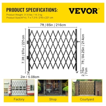 Durable VEVOR Folding Security Gate, 87"H x 85"W