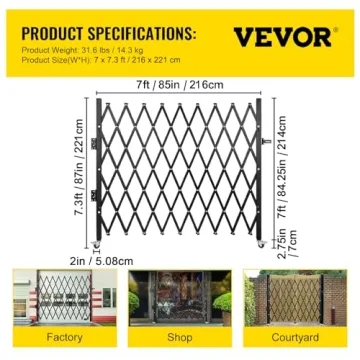 Durable VEVOR Folding Security Gate, 87"H x 85"W
