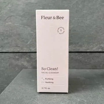 FLEUR & BEE Face Wash | 100% Vegan & Cruelty Free | Non Drying, Gentle, Daily Use | Dermatologist Tested Facial Cleanser with Natural and Organic Ingredients | So Clean (3.7 Fl Oz)