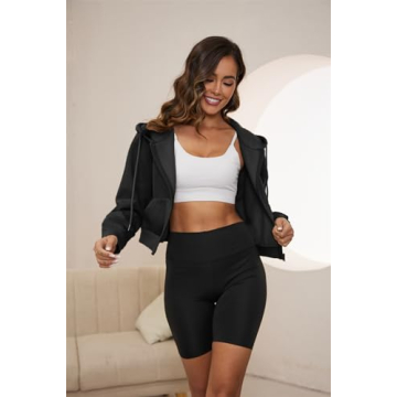 LOFAAC Women Fleece Full Zip Cropped Hoodie Sweatshirt