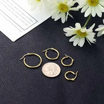 LOYALLOOK Gold Hoop Earrings Set for Sensitive Ears
