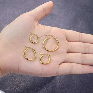 LOYALLOOK Gold Hoop Earrings Set for Sensitive Ears