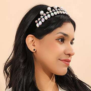 Baroque Rhinestone Glitter Headbands Handmade Velvet Padded Wide Daily Hair Hoop Crystal Wedding Headwear for Women Girls