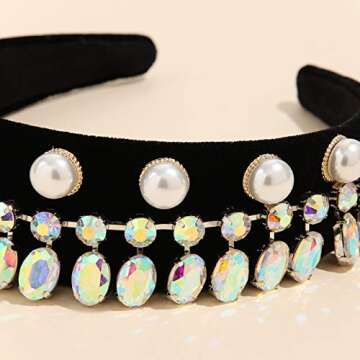 Baroque Rhinestone Glitter Headbands Handmade Velvet Padded Wide Daily Hair Hoop Crystal Wedding Headwear for Women Girls