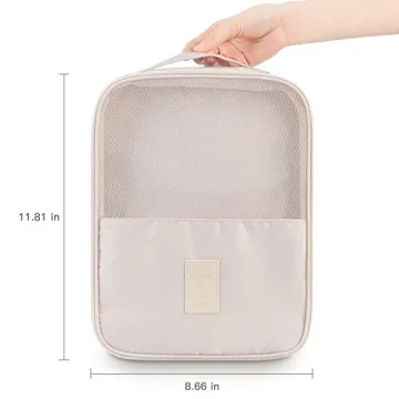 Shoe Bag,Mossio Large Waterproof Shoe Organizer with Zipper for Men & Women Beige