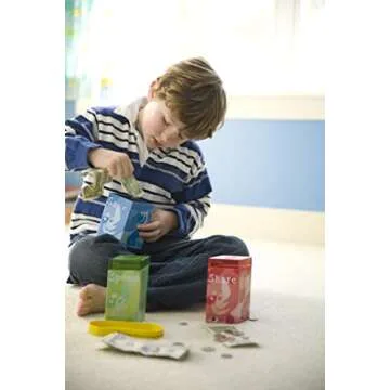 Classic MoonJar Award Winning SAVE SPEND SHARE Educational Tin Toy Bank with Passbook| Moneybox for Children 3+ Years | Teaches Responsible Money Management & Financial Skills