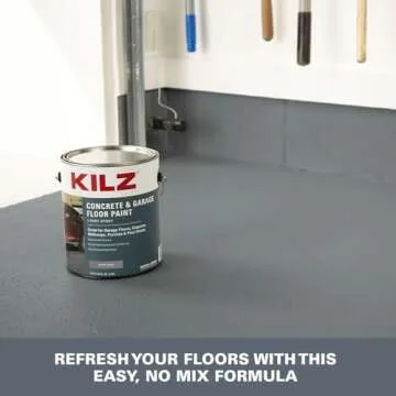 KILZ 1-Part Epoxy Acrylic Concrete and Garage Floor Paint, Interior/Exterior, Satin, Slate Gray, 1 Gallon