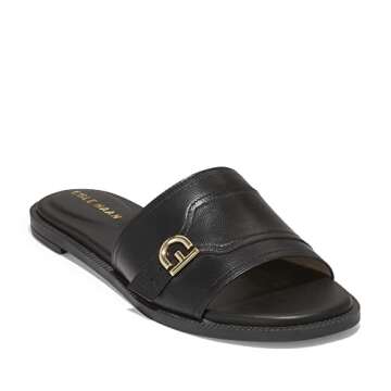 Cole Haan Women's Charlotte Slide Sandal, Black Leather, 10
