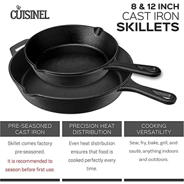 Cuisinel Cast Iron Skillet Set for All Cooking Needs