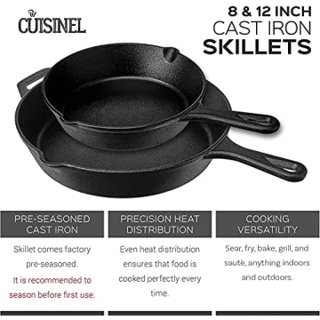 Cuisinel Cast Iron Skillet Set for All Cooking Needs