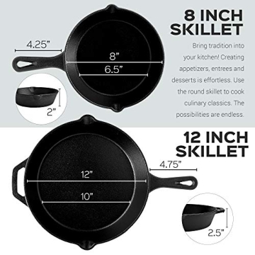 Cuisinel Cast Iron Skillet Set for All Cooking Needs