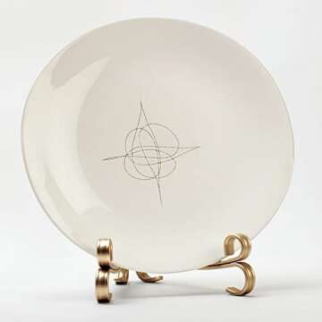 mDesign Decorative Metal Display Easel, Cookbook Holder, and Plate Stand for Kitchen and Household Storage of Tablets, Books, Plates, Pictures, Displays - Medium - Aged Brass