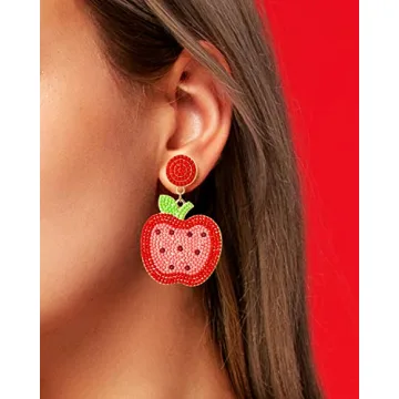 Teacher Gift Earrings for Women Rhinestone Beaded Dangle Drop Pencil FRIYAY Earrings Colorful Teacher Appreciation Gift Back To School Jewelry Set (3 Pairs A)