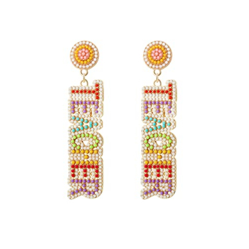 Teacher Gift Earrings for Women Rhinestone Beaded Dangle Drop Pencil FRIYAY Earrings Colorful Teacher Appreciation Gift Back To School Jewelry Set (3 Pairs A)