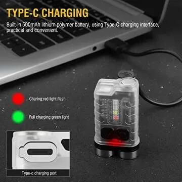 BORUIT V3 Mini Powerful Keychain Flashlights with Red UV Blue Light,High Lumens 900LM USB-C Rechargeable Small Pocket EDC LED Flash Light-12 Modes,IP65 Waterproof,Tail Magnet