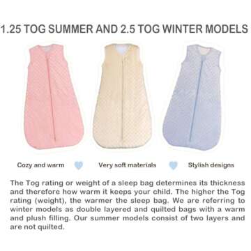 BABYINABAG Very Warm 2.5 Tog Quilted Winter Model Baby Sleep Bag or Sack, Plush Minky Dot for Infants and Toddlers (Small (3-11 mos))