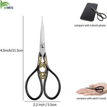 BIHRTC 4.33 Inches Vintage European Style Stainless Steel Auspicious Clouds Scissors for Needlework,...