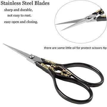 BIHRTC Vintage Black Scissors for Embroidery & Crafting