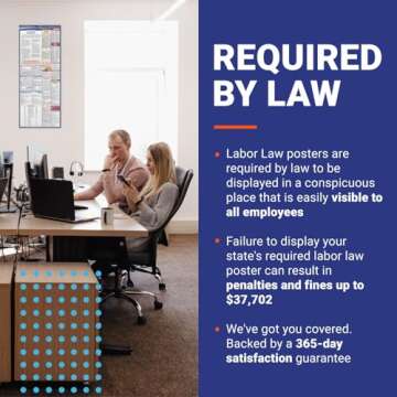2025 California State and Federal Labor Law Poster - OSHA Workplace Compliant - Mandatory Regulations Posting for Employees - Required Compliance Posting 16" x 40" Laminated