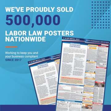 2025 California State and Federal Labor Law Poster - OSHA Workplace Compliant - Mandatory Regulations Posting for Employees - Required Compliance Posting 16" x 40" Laminated