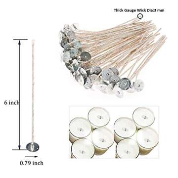 MILIVIXAY 100pcs 6inch Soy Candle Wicks for Candle Making - Coated with Natural Soy Wax, Low Smoke -...