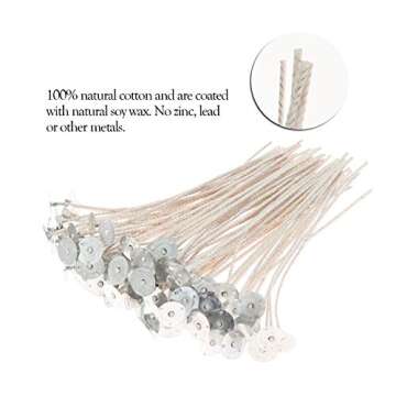 MILIVIXAY 6inch Soy Candle Wicks - 100pcs Low Smoke