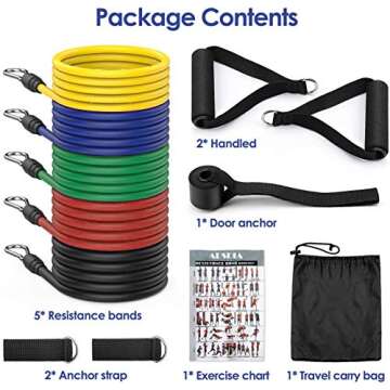 ADSDIA 12 Pack Resistance Bands for Men Women,Resistance Bands Set Exercise Bands for Working Out or Home -Stackable Up to 100 lbs. Perfect Muscle Builder for Arms, Back, Leg, Chest, Belly, Glutes